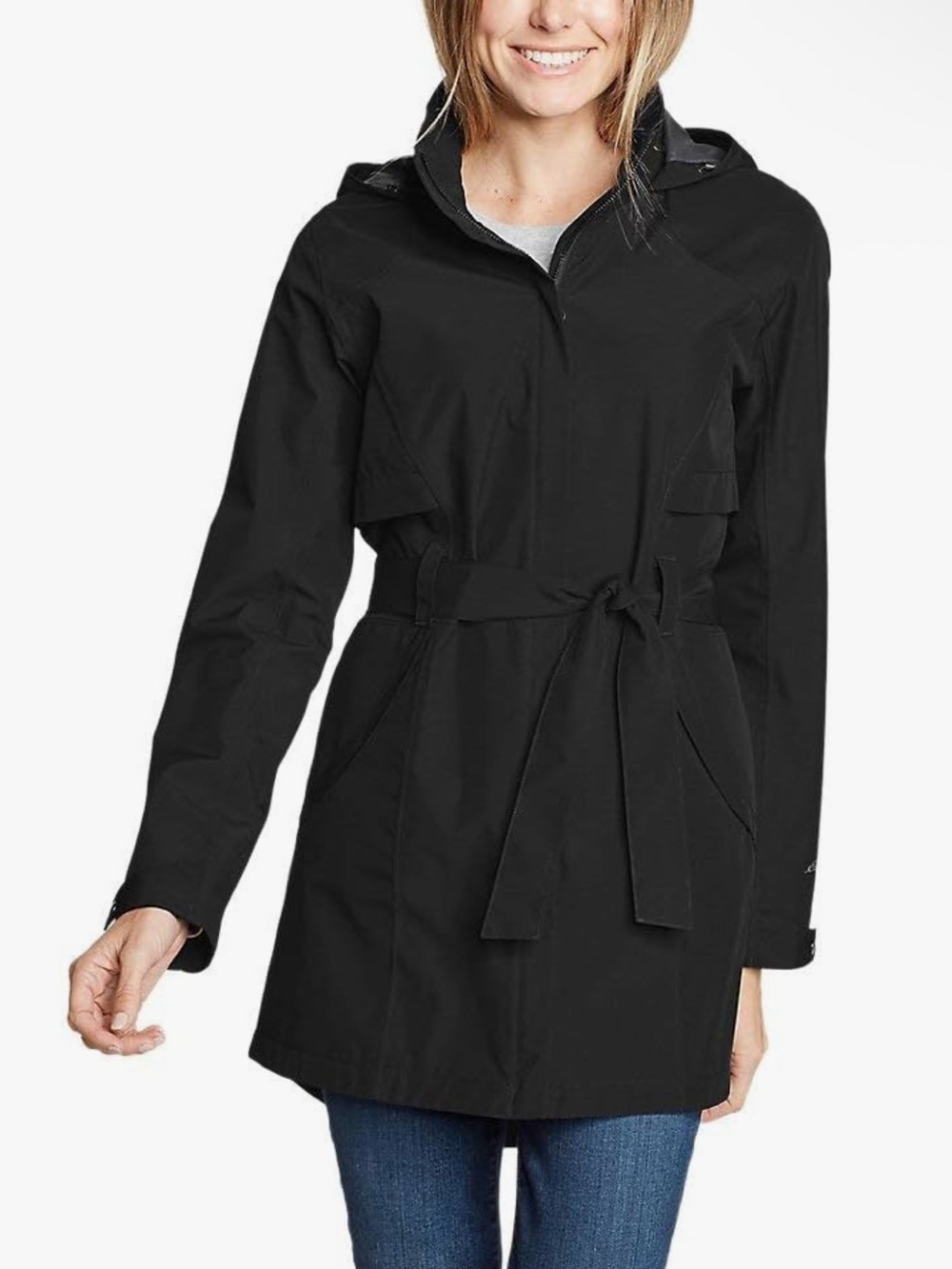 Eddie Bauer Women's Kona Trench Coat, Black Regular